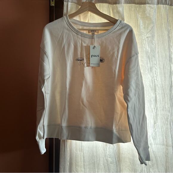 Pact Tops - Pact Organic Cotton Graphic Slouchy Sweatshirt Mushroom Crewneck Sweater NWT L